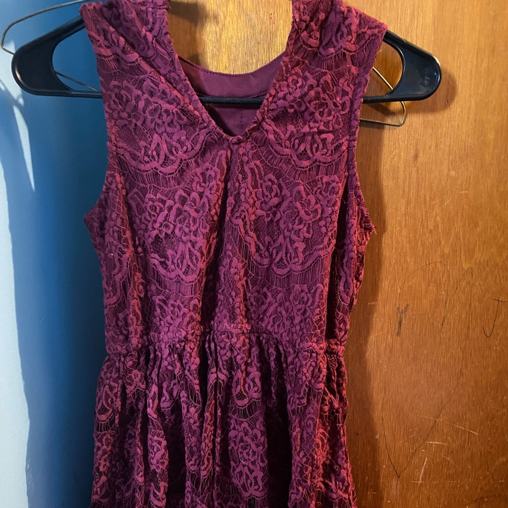 Maroon lace dress, size 10/12 juniors
